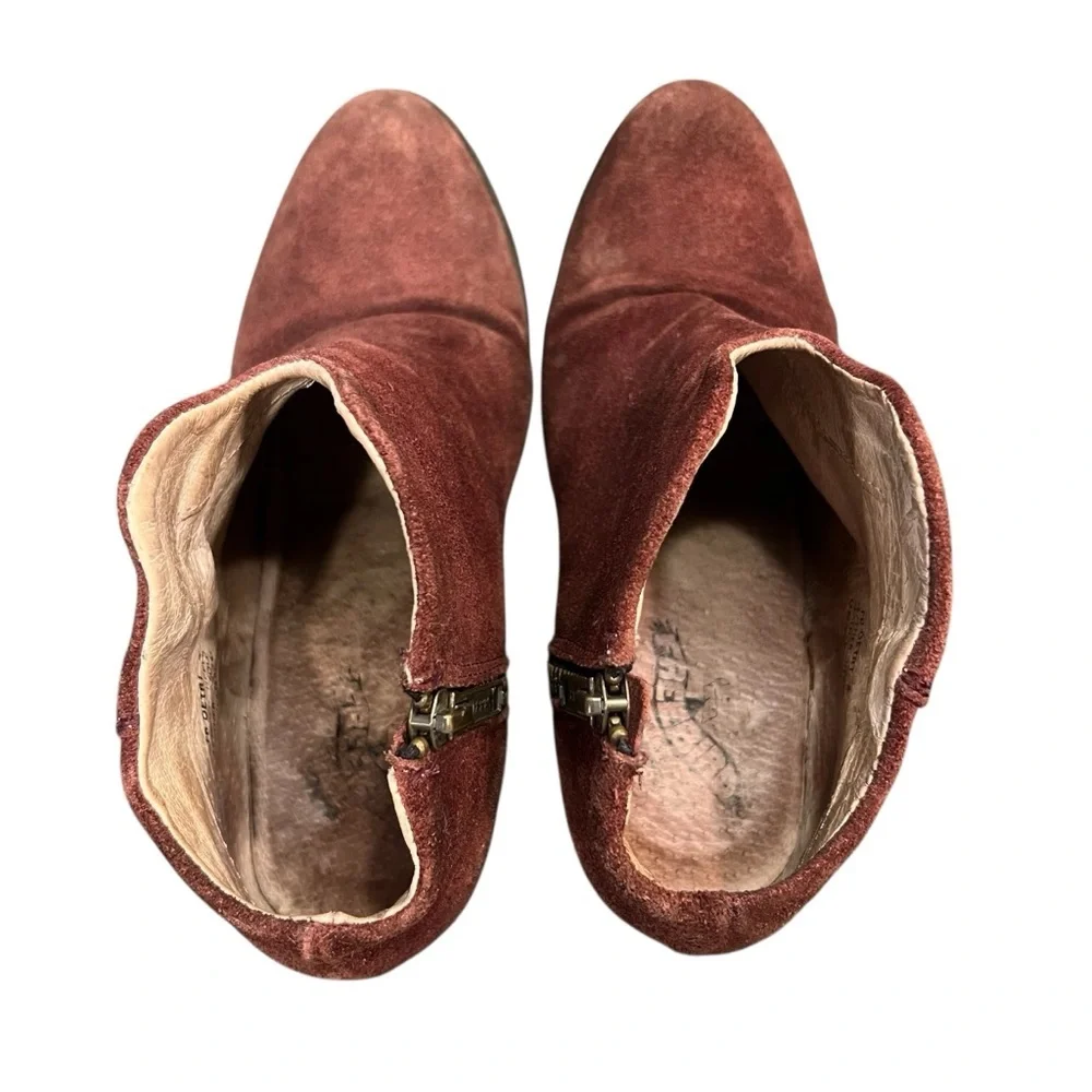 FREEBIRD Detroit Suede Leather Boots Booties Maroon Burgundy Brown Size 8 - Picture 9 of 14